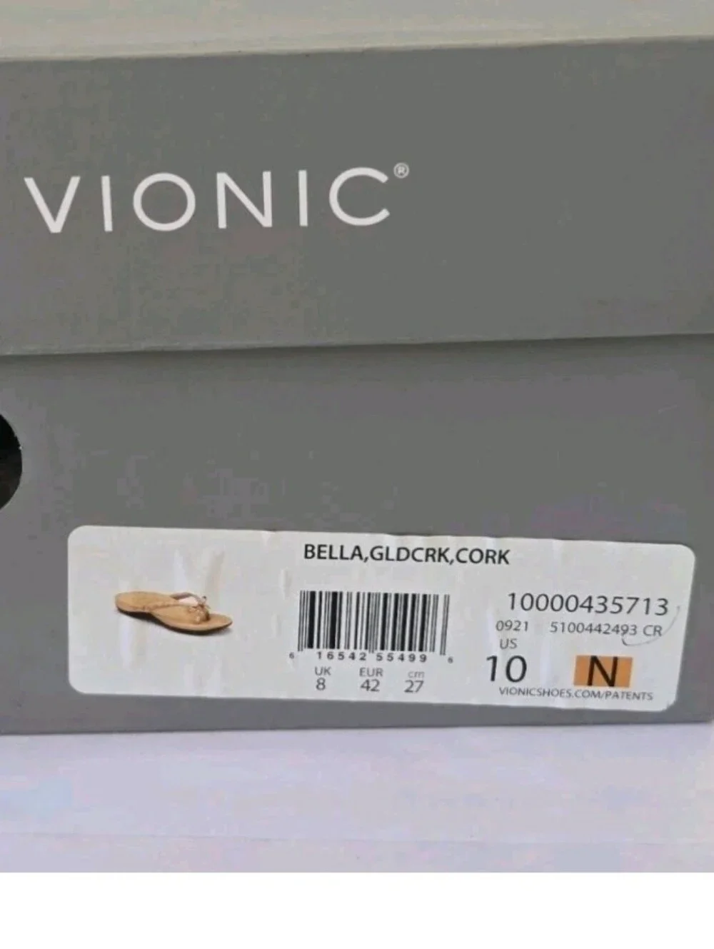 Vionic Bella II Gold Cork Toe-Post Sandal Flip Flop Women's